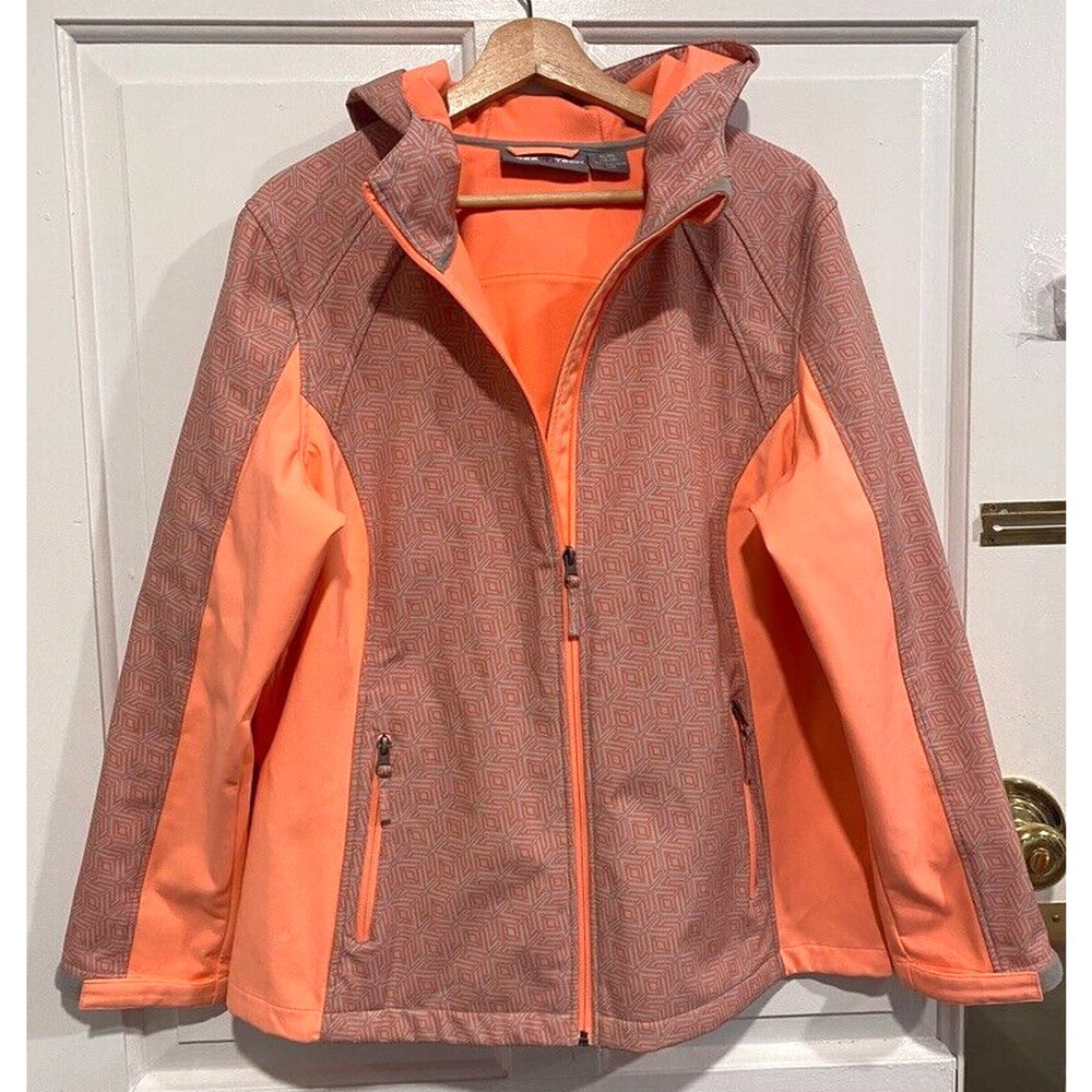 Free Tech - Orange hooded water resistant athletic jacket women's size XL